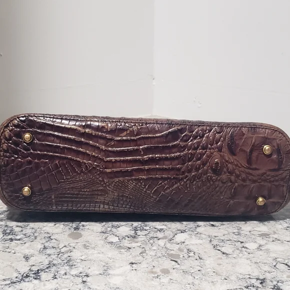 Brahmin Vintage Crocodile Embossed Leather Pecan Melbourne Small Handbag Tote - Picture 15 of 16